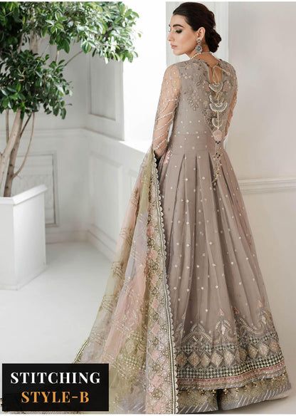 Baroque Embroidered Net Suits Unstitched 3 Piece BQU-CH10-D08 - Luxury Festive Tale Brand Mafia by Zonash