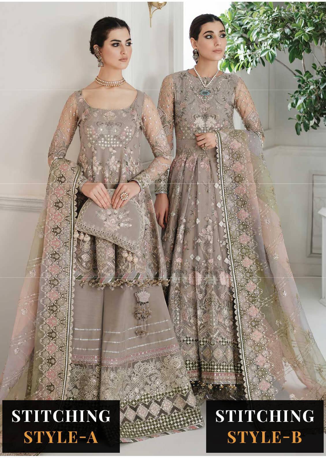 Baroque Embroidered Net Suits Unstitched 3 Piece BQU-CH10-D08 - Luxury Festive Tale Brand Mafia by Zonash