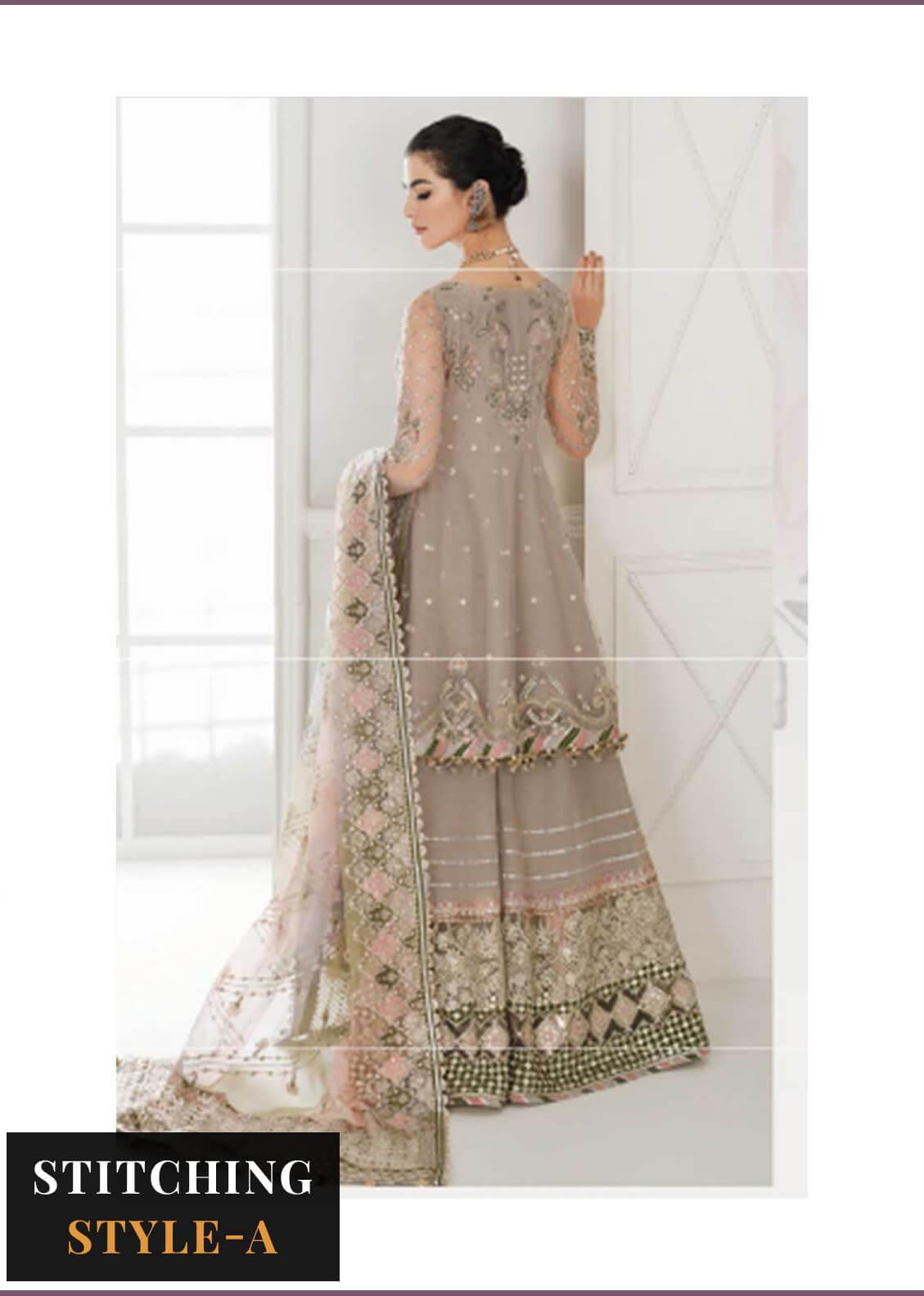 Baroque Embroidered Net Suits Unstitched 3 Piece BQU-CH10-D08 - Luxury Festive Tale Brand Mafia by Zonash