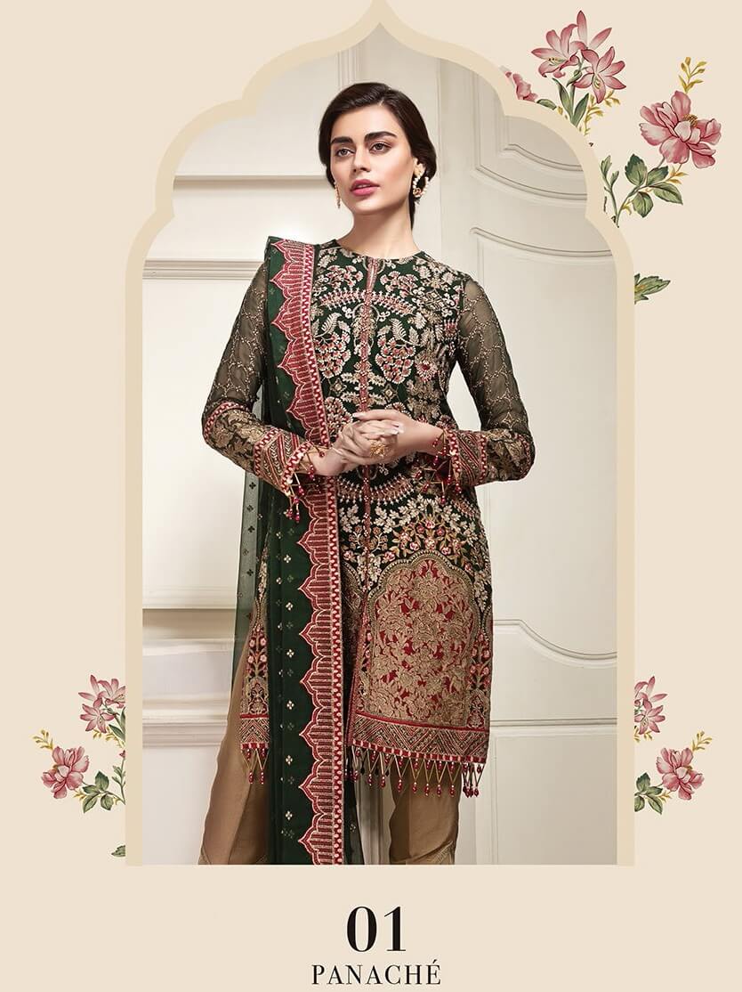 Baroque Jazmin Amerrati Luxury Chiffon Embroidered 3Pc Suit D-01 Panache Brand Mafia by Zonash