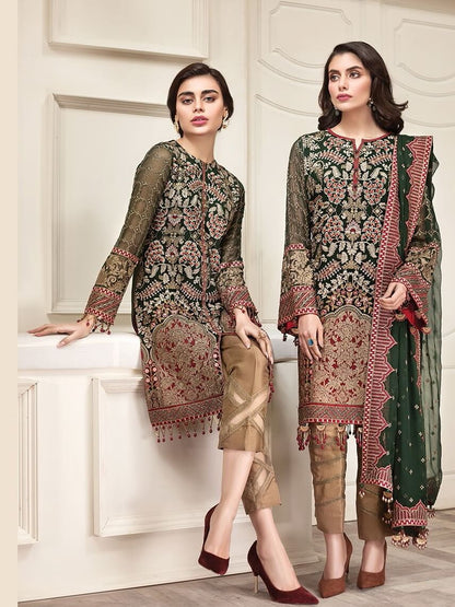 Baroque Jazmin Amerrati Luxury Chiffon Embroidered 3Pc Suit D-01 Panache Brand Mafia by Zonash