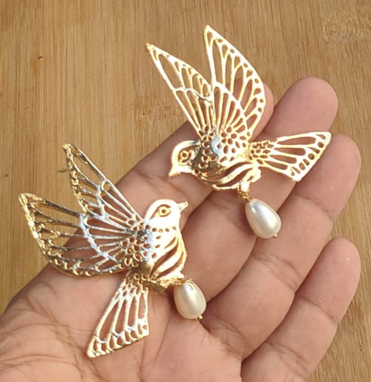 Beautiful Golden Bird Earrings E-01 Brand Mafia by Zonash