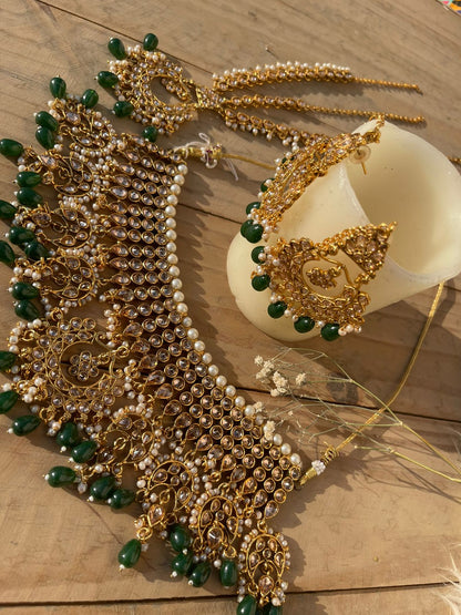 Beautiful Polki Kundan Set B-S03-Green Brand Mafia by Zonash