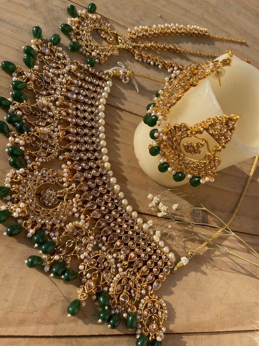 Beautiful Polki Kundan Set B-S03-Green Brand Mafia by Zonash