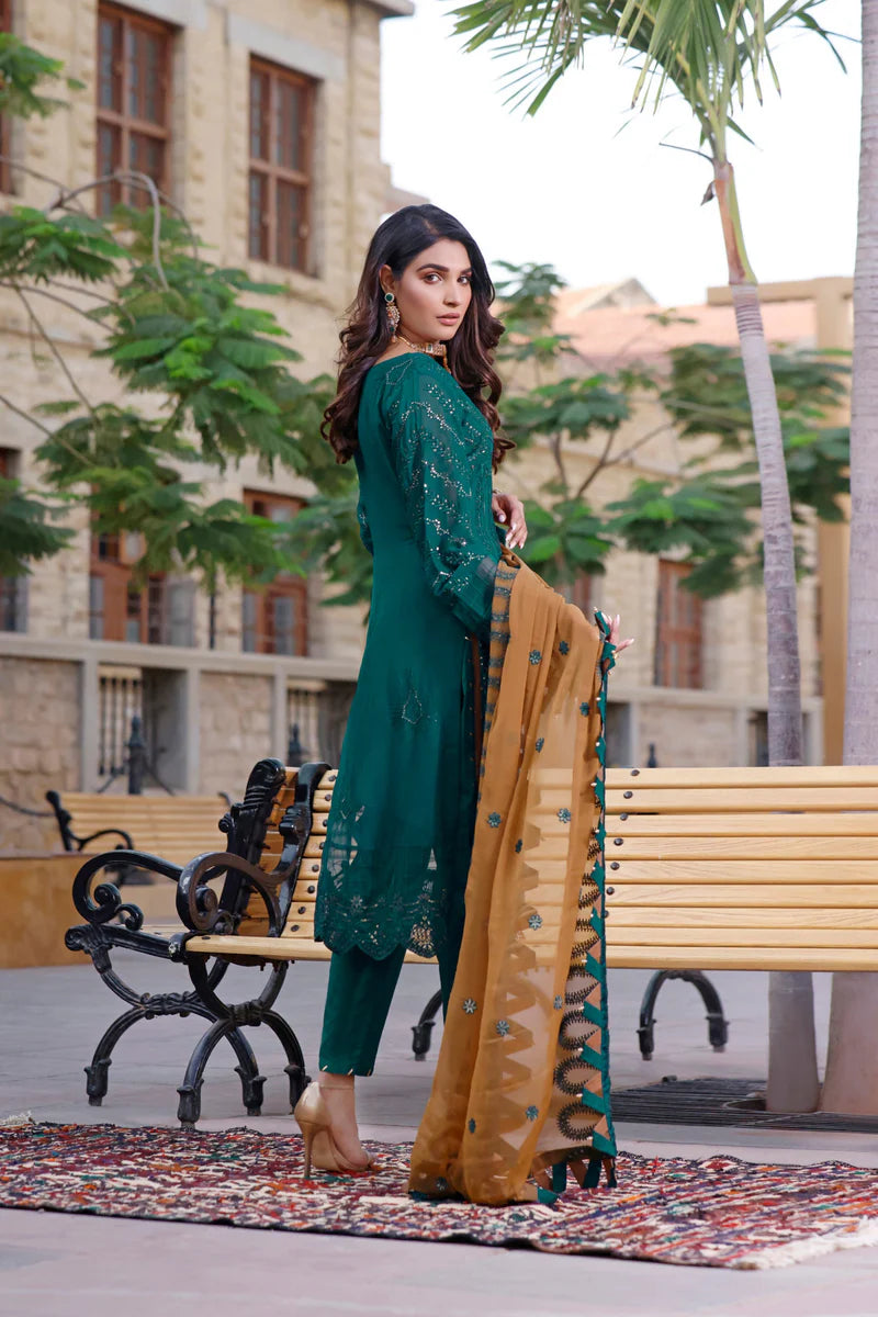 Gul-e-Mehnaaz By Hadia Eman Unstitched 3 Piece Embroidered Chiffon Suit HE22GM HEC-01 - Luxury Collection