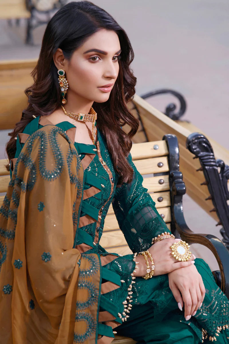 Gul-e-Mehnaaz By Hadia Eman Unstitched 3 Piece Embroidered Chiffon Suit HE22GM HEC-01 - Luxury Collection