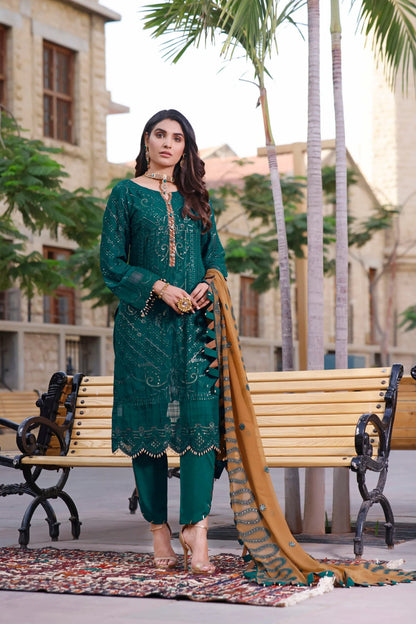 Gul-e-Mehnaaz By Hadia Eman Unstitched 3 Piece Embroidered Chiffon Suit HE22GM HEC-01 - Luxury Collection