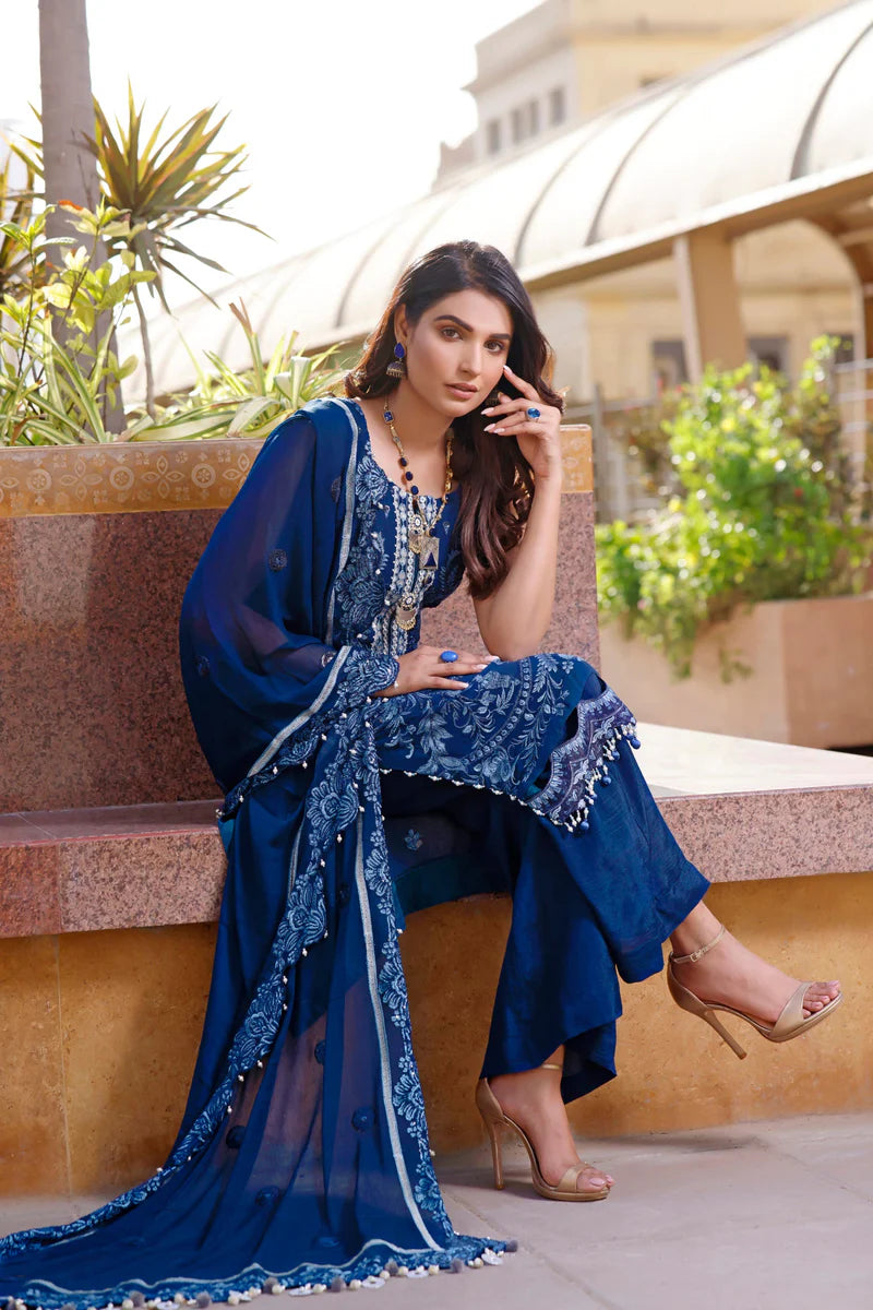 Gul-e-Mehnaaz By Hadia Eman Unstitched 3 Piece Embroidered Chiffon Suit HE22GM HEC-09 - Luxury Collection