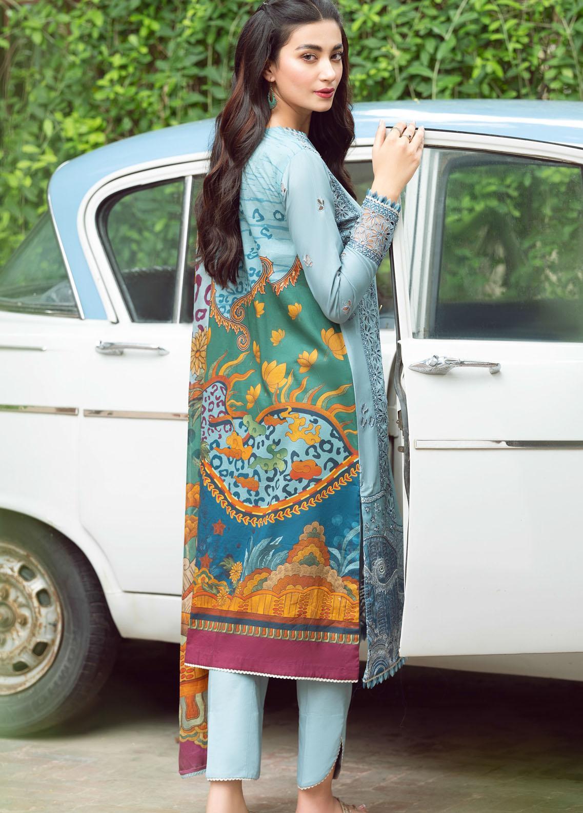 Iris By Jazmin Embroidered Lawn Suits Unstitched 3 Piece JZ23I 04 Romy - Spring / Summer Collection Brand Mafia by Zonash