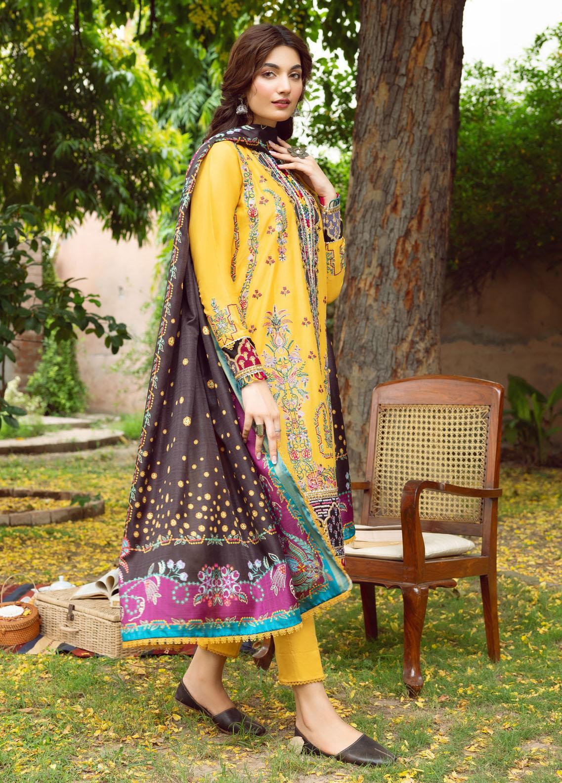 Iris By Jazmin Embroidered Lawn Suits Unstitched 3 Piece JZ23I 07 Cassia - Spring / Summer Collection Brand Mafia by Zonash