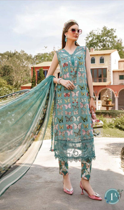 Mprints By Maria B Printed Lawn Suits Unstitched 3 Piece MB23MP 1A - Summer Collection Brand Mafia by Zonash