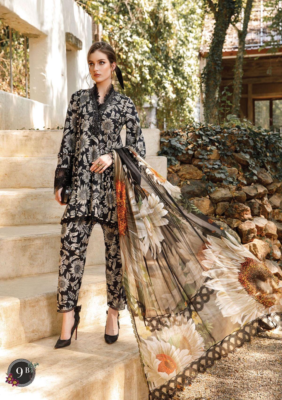 Mprints By Maria B Printed Lawn Suits Unstitched 3 Piece MB23MP 9B - Summer Collection Brand Mafia by Zonash