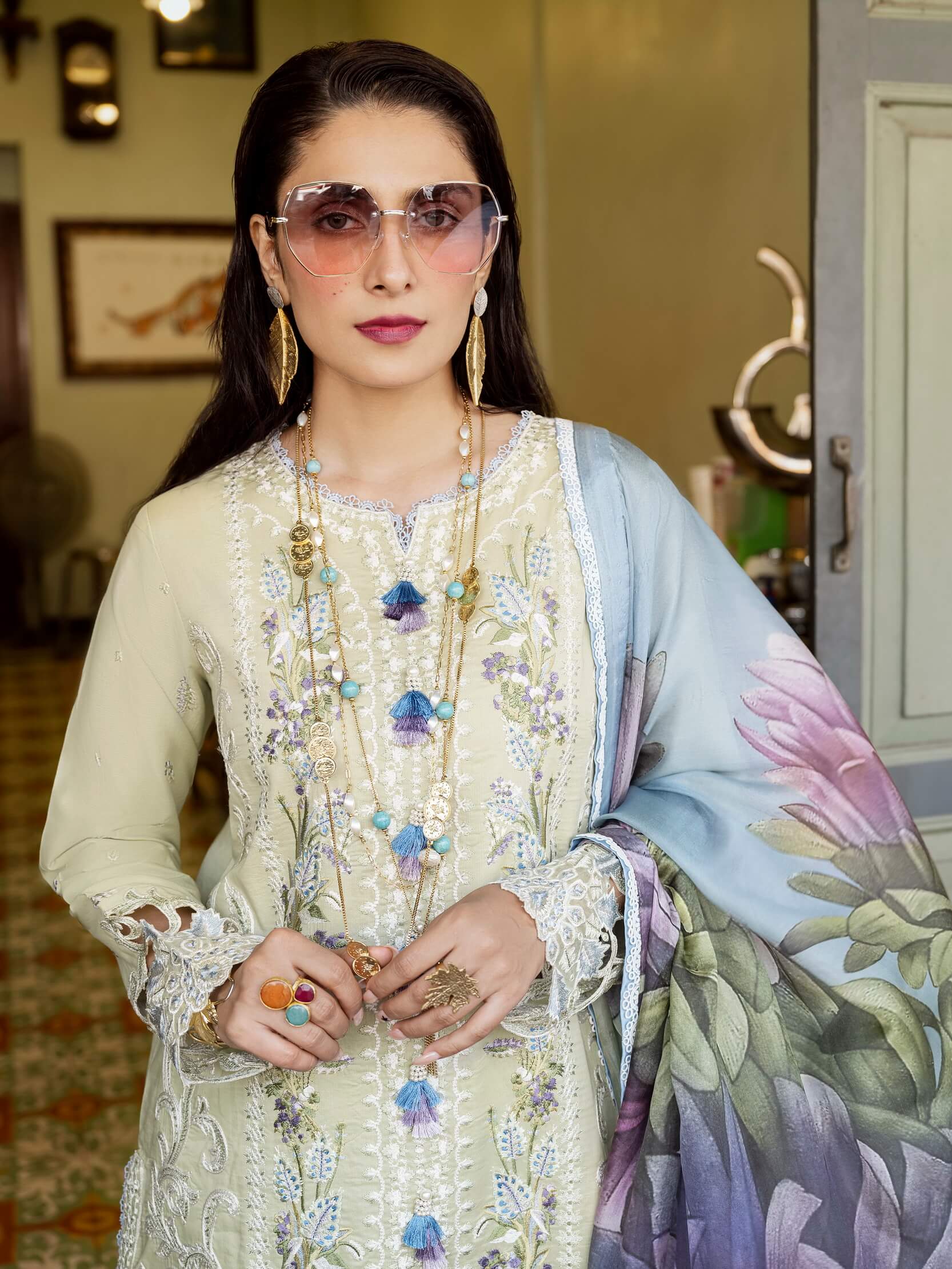 Mushq Lawana Embroidered Luxury Lawn Unstitched 3Pc Suit MSL-23-04 Emon - Spring / Summer Collection Brand Mafia by Zonash