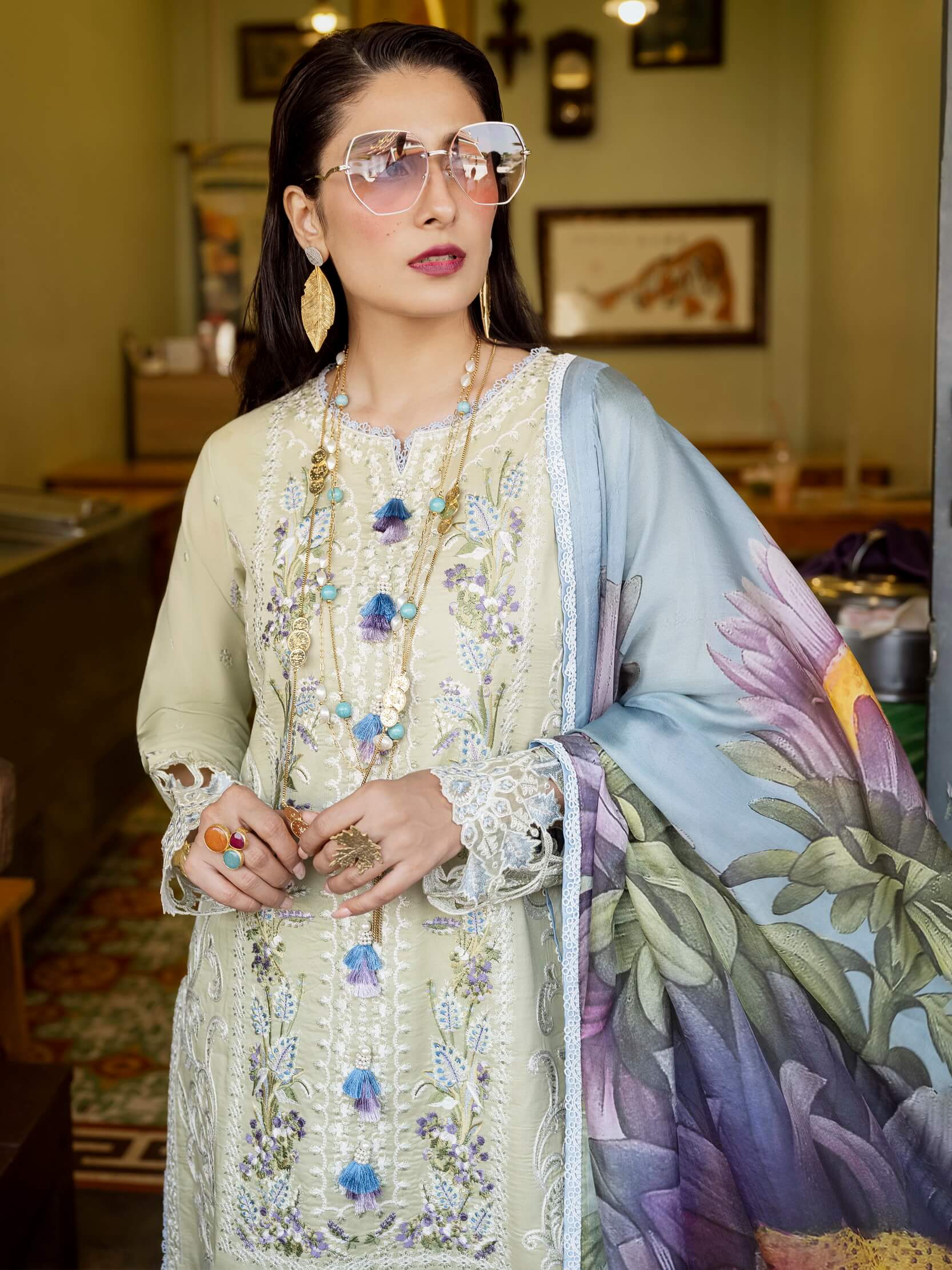 Mushq Lawana Embroidered Luxury Lawn Unstitched 3Pc Suit MSL-23-04 Emon - Spring / Summer Collection Brand Mafia by Zonash