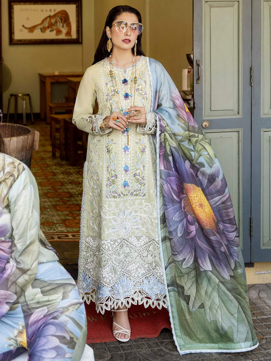 Mushq Lawana Embroidered Luxury Lawn Unstitched 3Pc Suit MSL-23-04 Emon - Spring / Summer Collection Brand Mafia by Zonash