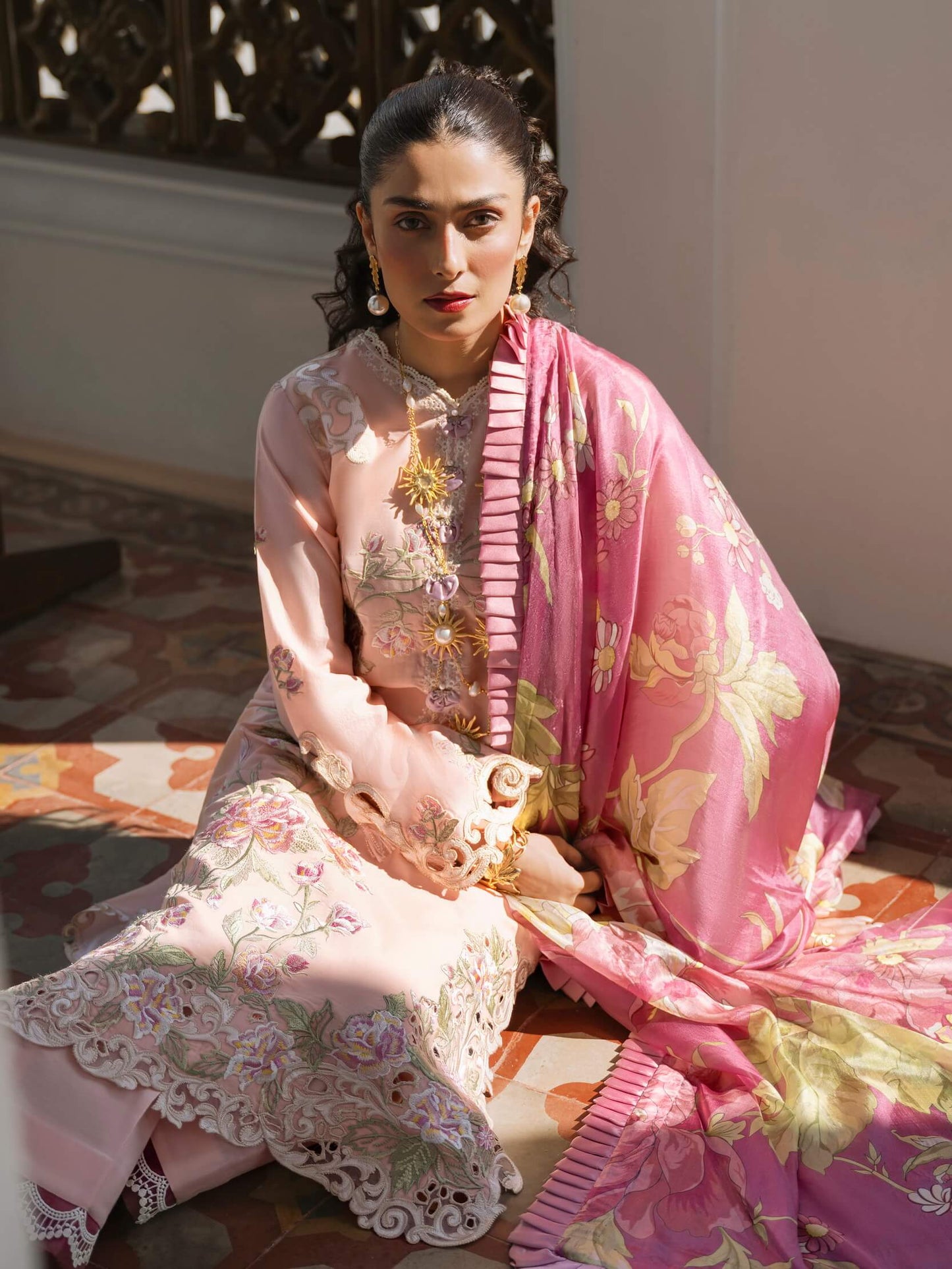 Mushq Lawana Embroidered Luxury Lawn Unstitched 3Pc Suit MSL-23-05 Fatihah - Spring / Summer Collection Brand Mafia by Zonash