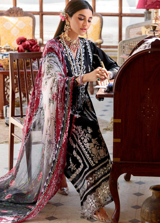 Noor by Sadia Asad Embroidered Lawn Suits Unstitched 3 Piece Chikankari Lawn NSA22E D1B - Eid Collection Brand Mafia by Zonash