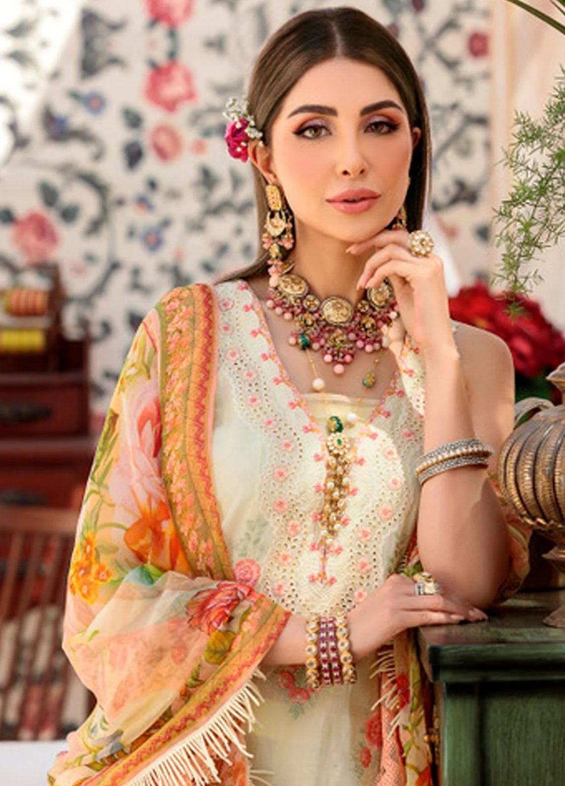 Noor by Sadia Asad Embroidered Lawn Suits Unstitched 3 Piece NSA22E D2A - Eid Collection Brand Mafia by Zonash