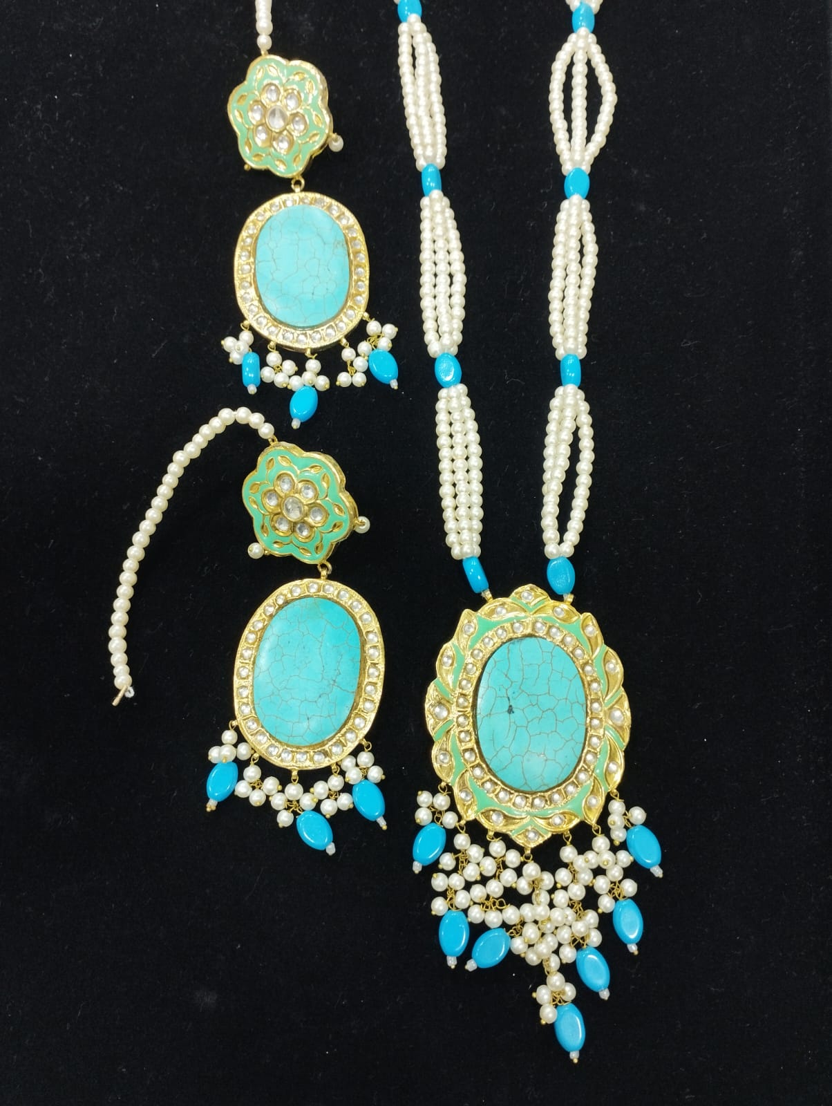 Party Wear Long Beaded Necklace Set with Earrings B-S08 Brand Mafia by Zonash