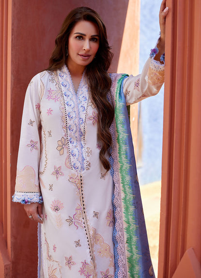 Suay by Farah Talib Aziz Unstitched 3 Piece Embroidered Lawn Suit FTA24LU FTA 05 MIWA IVORY - Luxury Collection Brand Mafia by Zonash