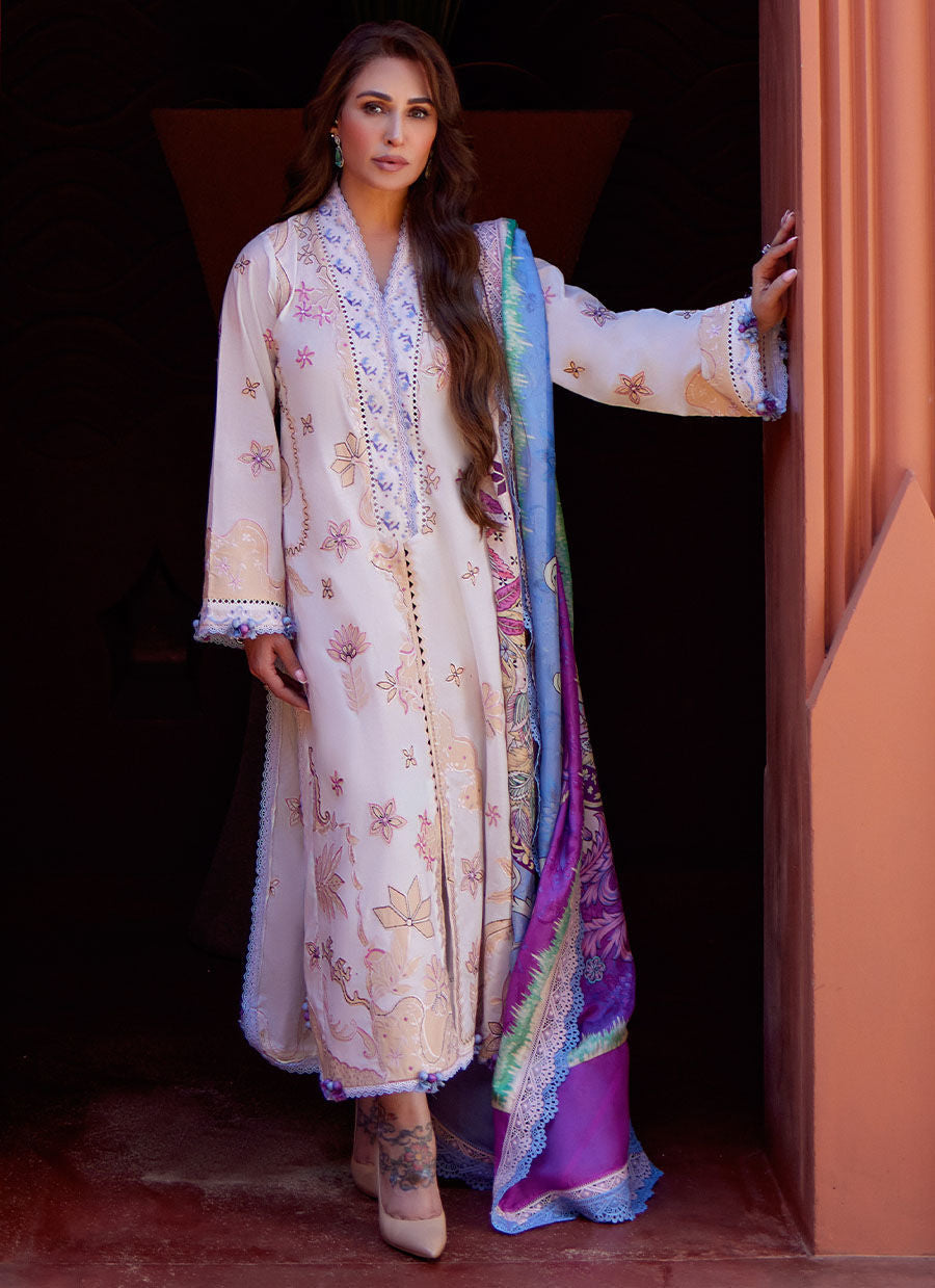 Suay by Farah Talib Aziz Unstitched 3 Piece Embroidered Lawn Suit FTA24LU FTA 05 MIWA IVORY - Luxury Collection Brand Mafia by Zonash