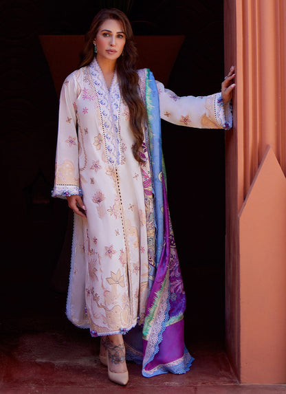 Suay by Farah Talib Aziz Unstitched 3 Piece Embroidered Lawn Suit FTA24LU FTA 05 MIWA IVORY - Luxury Collection Brand Mafia by Zonash