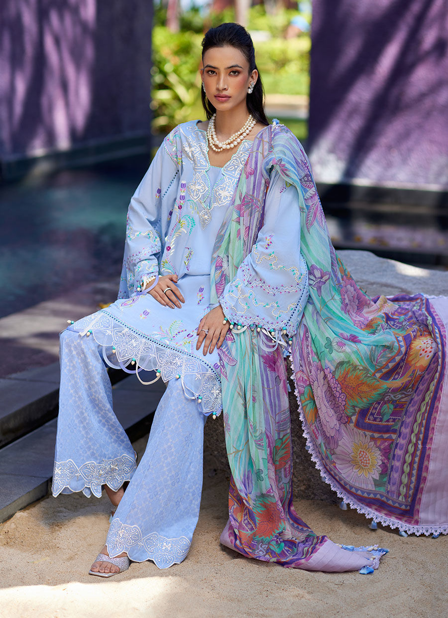 Suay by Farah Talib Aziz Unstitched 3 Piece Embroidered Lawn Suit FTA24LU FTA 06 CALLISTA WEDGEWOOD - Luxury Collection Brand Mafia by Zonash