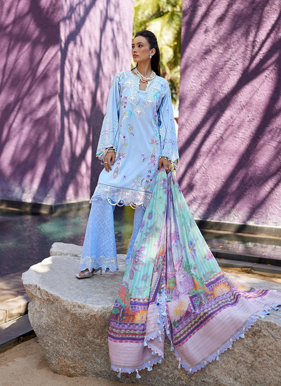 Suay by Farah Talib Aziz Unstitched 3 Piece Embroidered Lawn Suit FTA24LU FTA 06 CALLISTA WEDGEWOOD - Luxury Collection Brand Mafia by Zonash