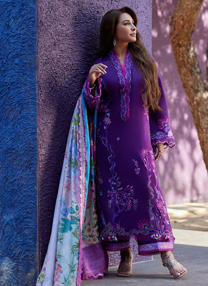 Suay by Farah Talib Aziz Unstitched 3 Piece Embroidered Lawn Suit FTA24LU FTA 07 YURI PURPLE - Luxury Collection Brand Mafia by Zonash