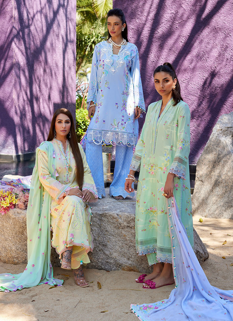 Suay by Farah Talib Aziz Unstitched 3 Piece Embroidered Lawn Suit FTA24LU FTA 12 Vaia Yellow - Luxury Collection Brand Mafia by Zonash