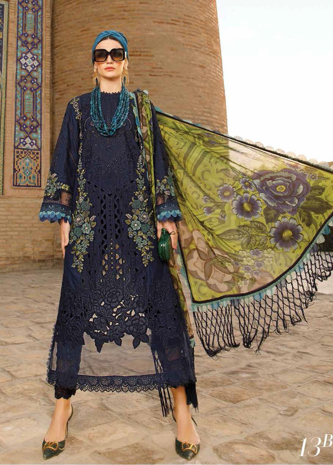 Voyage A Luxe By Maria B Embroidered Lawn Suits Unstitched 3 Piece MB23V 13B - Eid Collection Brand Mafia by Zonash