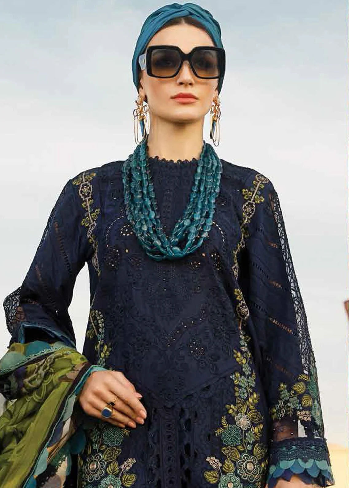 Voyage A Luxe By Maria B Embroidered Lawn Suits Unstitched 3 Piece MB23V 13B - Eid Collection Brand Mafia by Zonash