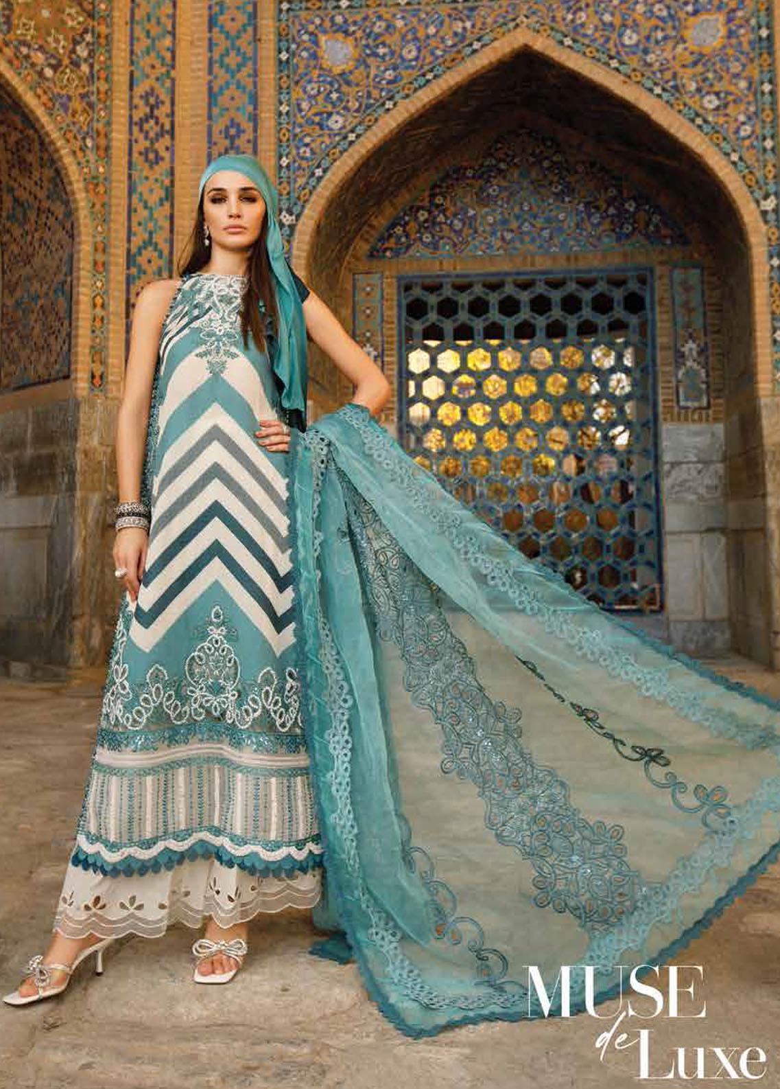 Voyage A Luxe By Maria B Embroidered Lawn Suits Unstitched 3 Piece MB23V 14B - Eid Collection Brand Mafia by Zonash