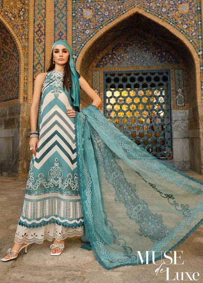 Voyage A Luxe By Maria B Embroidered Lawn Suits Unstitched 3 Piece MB23V 14B - Eid Collection Brand Mafia by Zonash