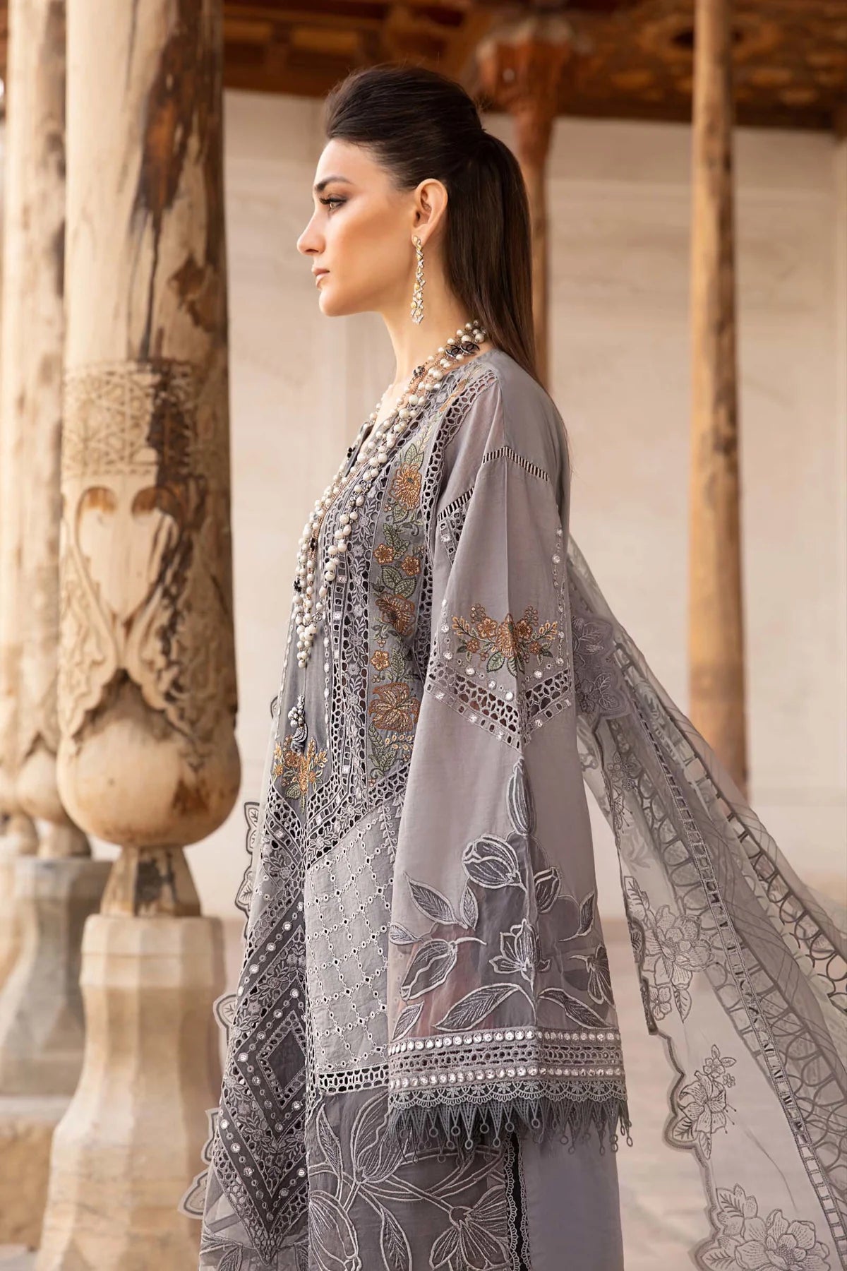 Voyage A Luxe By Maria B Embroidered Lawn Suits Unstitched 3 Piece MB23V 1B - Eid Collection Brand Mafia by Zonash