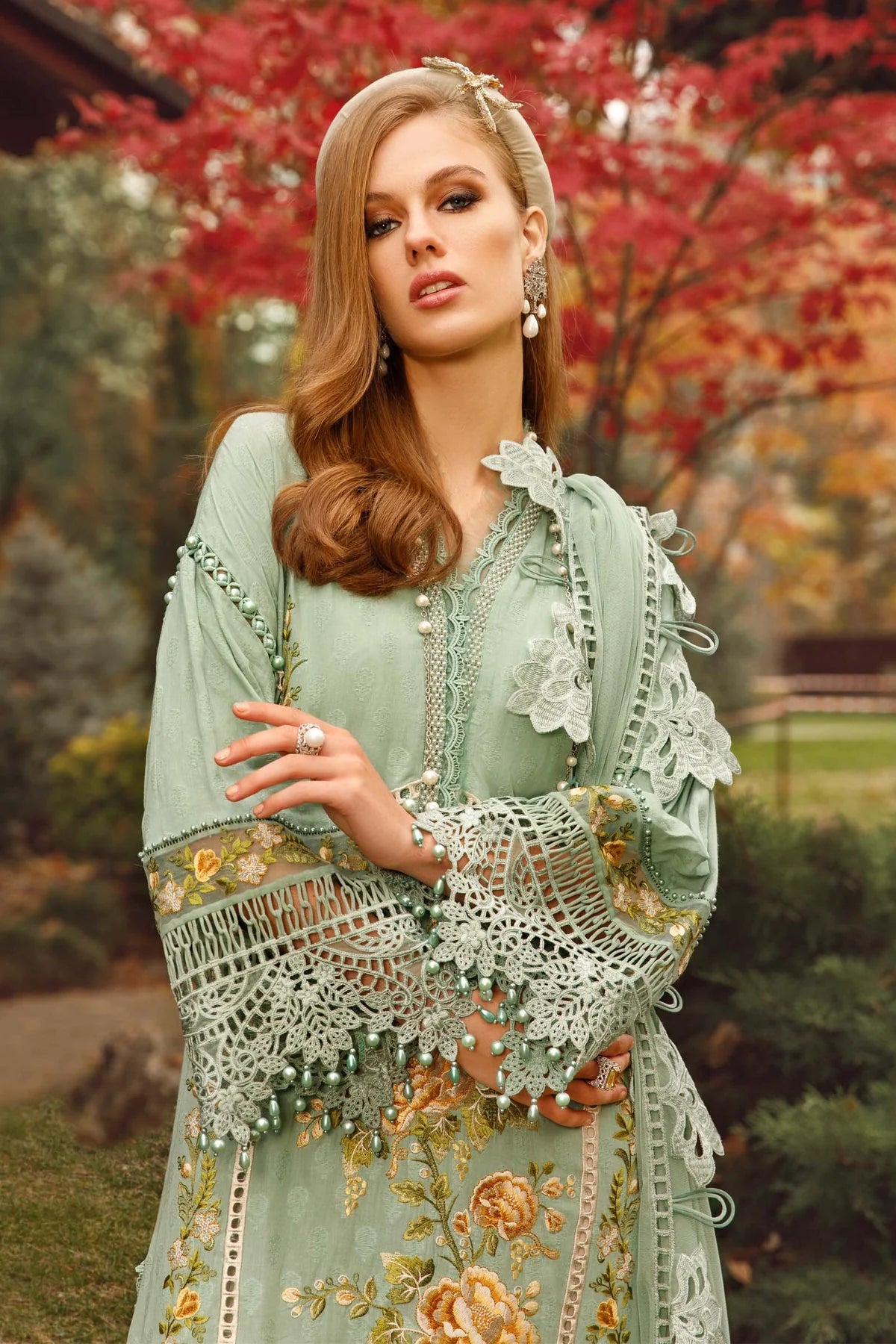 Voyage A Luxe By Maria B Embroidered Lawn Suits Unstitched 3 Piece MB23V 2B - Eid Collection Brand Mafia by Zonash