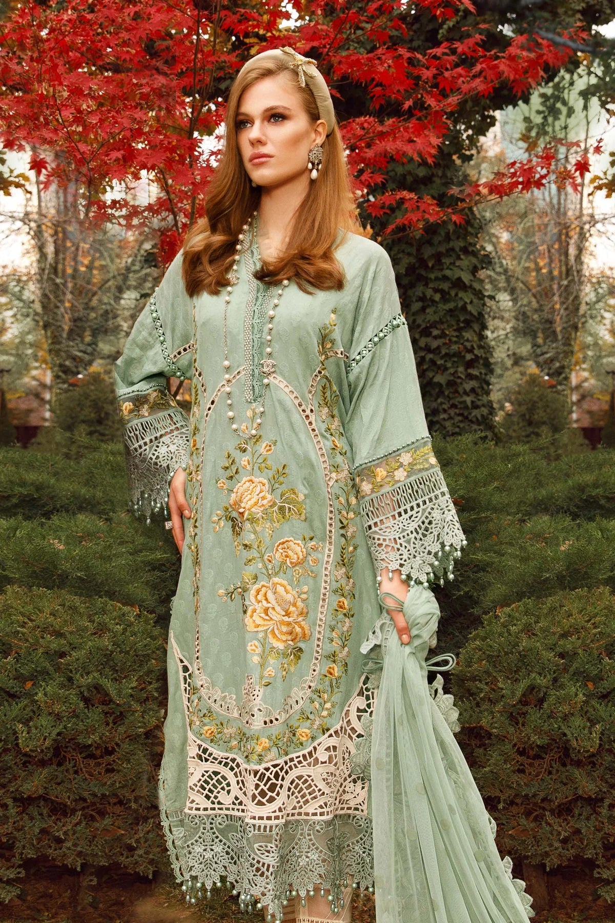 Voyage A Luxe By Maria B Embroidered Lawn Suits Unstitched 3 Piece MB23V 2B - Eid Collection Brand Mafia by Zonash