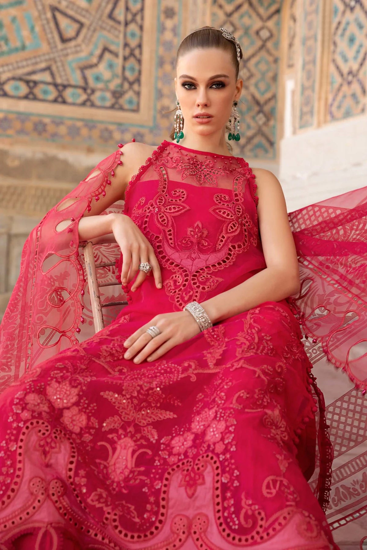 Voyage A Luxe By Maria B Embroidered Lawn Suits Unstitched 3 Piece MB23V 3A - Eid Collection Brand Mafia by Zonash