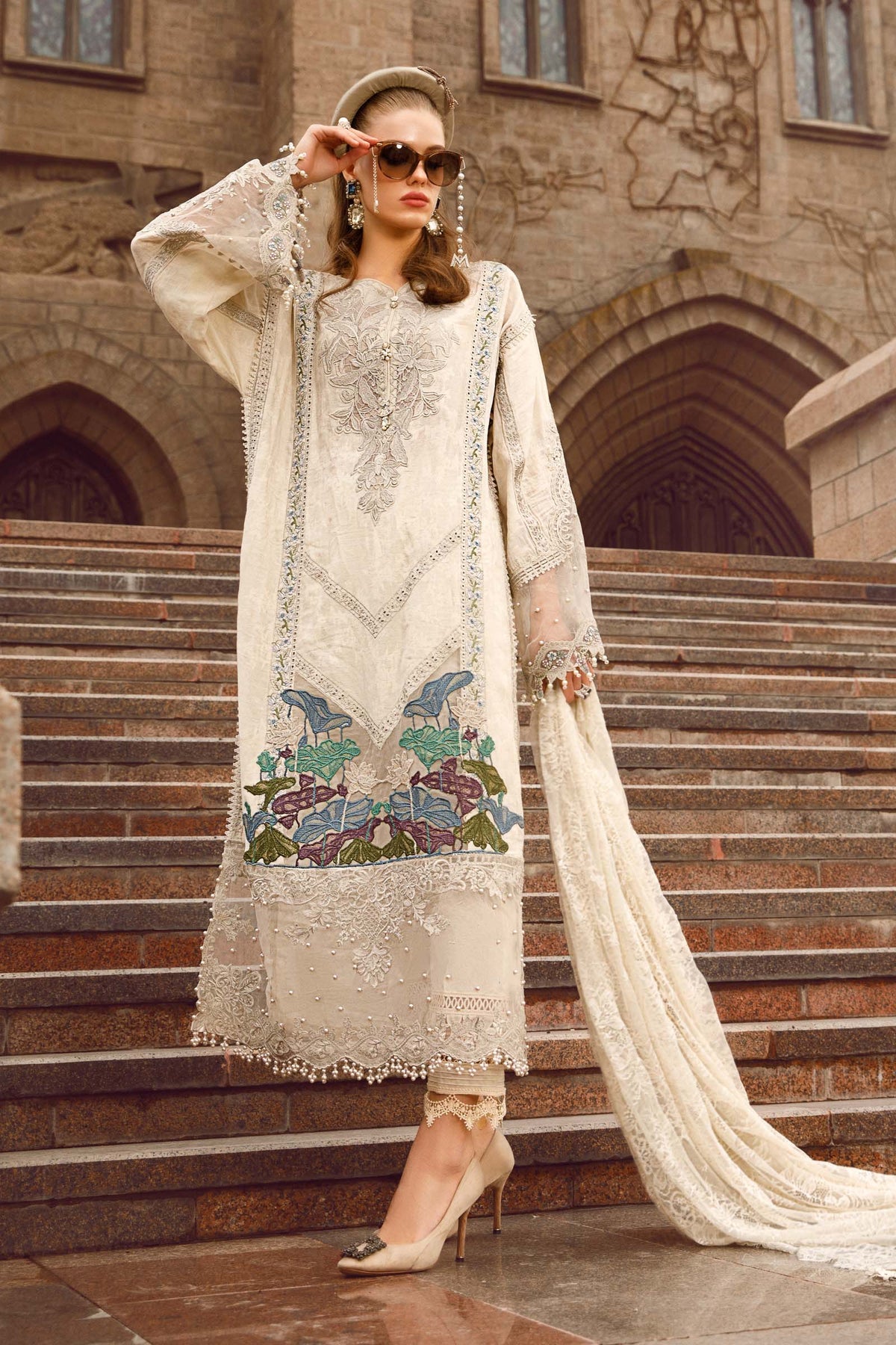 Voyage A Luxe By Maria B Embroidered Lawn Suits Unstitched 3 Piece MB23V 7B - Eid Collection Brand Mafia by Zonash