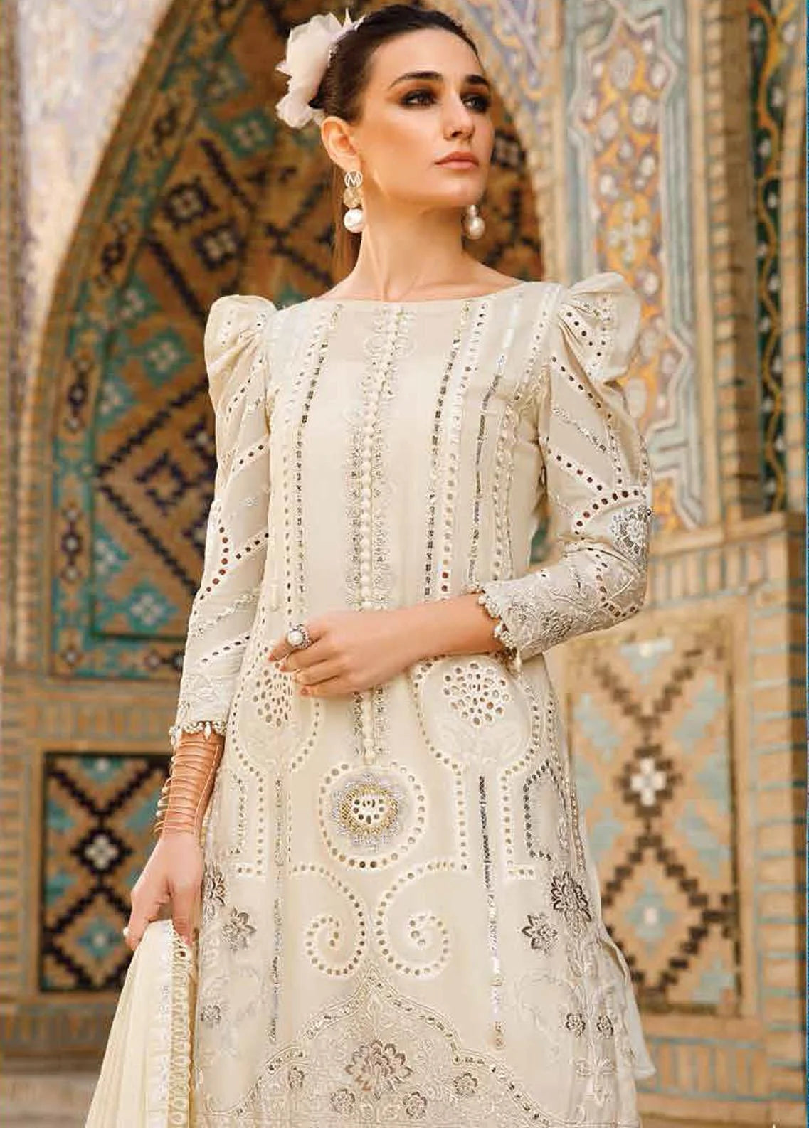 Voyage A Luxe By Maria B Embroidered Lawn Suits Unstitched 3 Piece MB23V 8A - Eid Collection Brand Mafia by Zonash