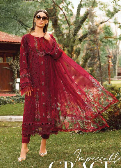 Voyage A Luxe By Maria B Embroidered Lawn Suits Unstitched 3 Piece MB23V 9A - Eid Collection Brand Mafia by Zonash