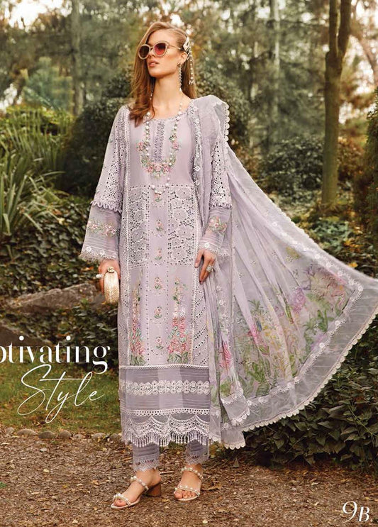 Voyage A Luxe By Maria B Embroidered Lawn Suits Unstitched 3 Piece MB23V 9B - Eid Collection Brand Mafia by Zonash