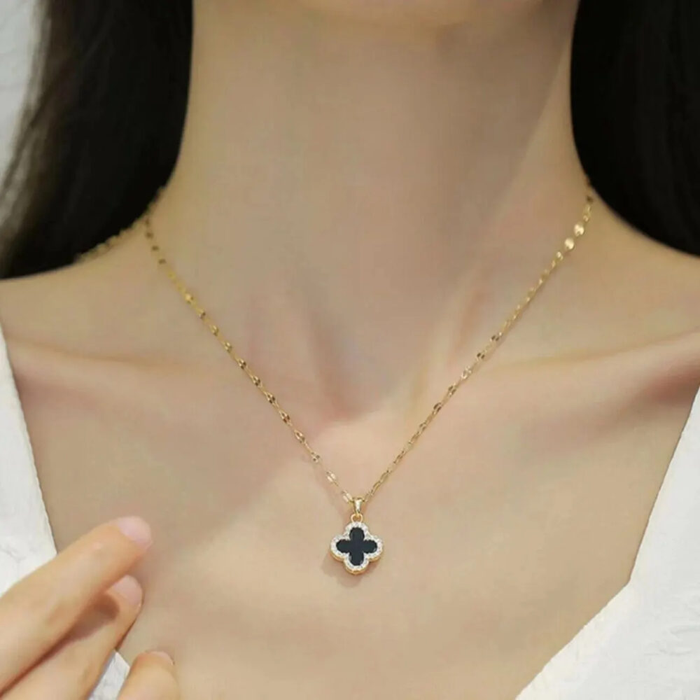 Four Leaf Clover with Stone Pendent Set & Ring For Girls & Women | Trendy & Stylish - Image 2