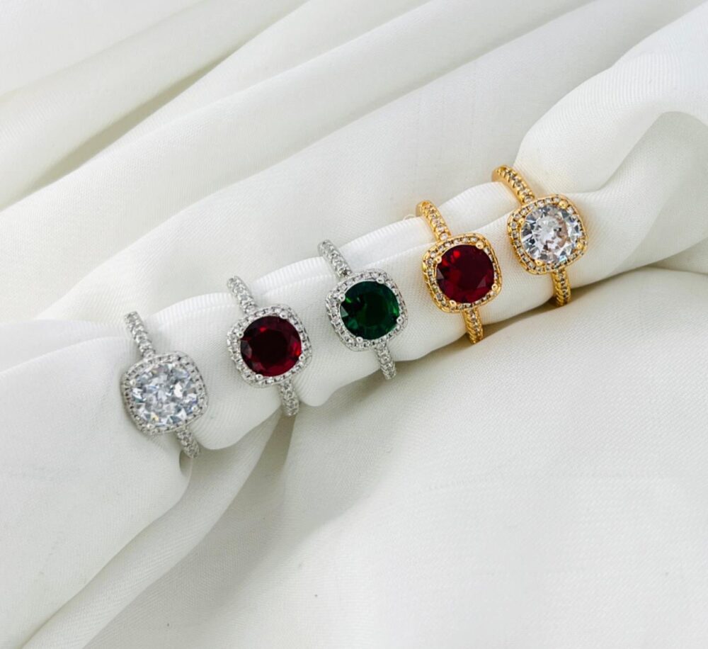 Classic Gemstone-Inspired Adjustable Rings - Set of 5 Rings