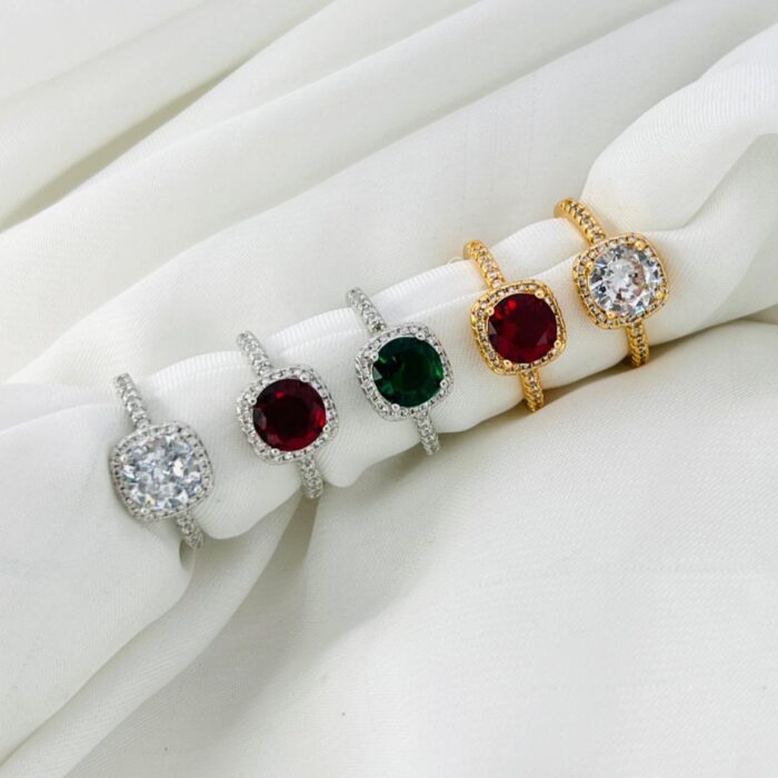Classic Gemstone-Inspired Adjustable Rings - Set of 5 Rings